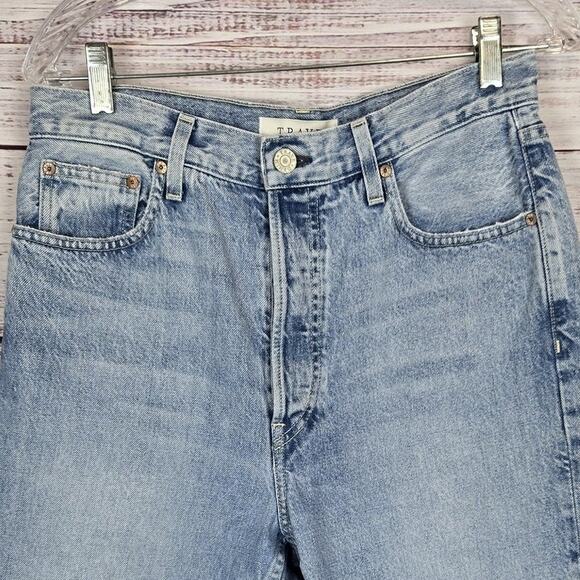 Trave Jeans 30 Harper Crop Straight High Rise Raw Hem Button Fly Grunge Denim - Picture 3 of 12